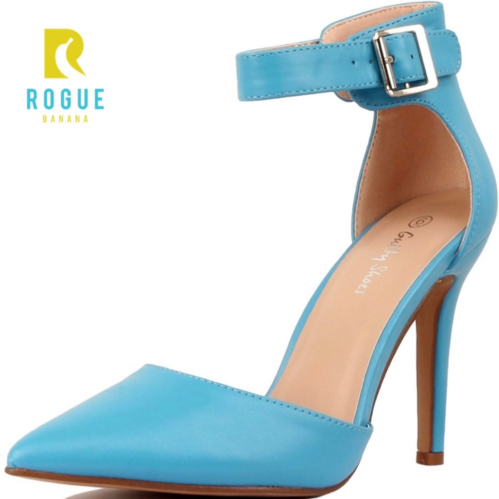 🆕Sky Blue Pointed Toe Ankle Strap Heels Pumps🆕